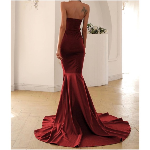 Luxe slit thigh formal party evening wedding prom Mermaid Hem… - Picture 7 of 9